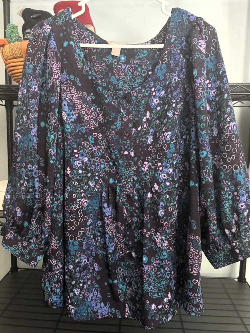 White Stag Floral Button-Front Blouse • XL • Cottagecore Lightweight Top
